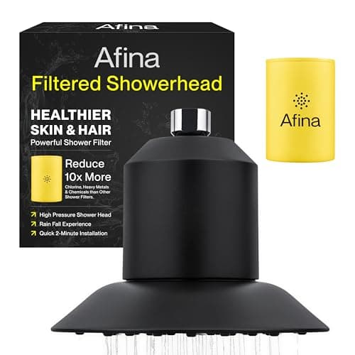 Afina Filtered Shower Head, Shower Filter for Hard Water | Improves Skin & Hair by Removing Chlorine & Toxic Chemicals from Hard Water | High Pressure Shower Filter Head Water Filter (Matte Black)