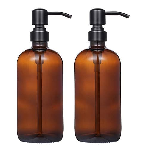 2 Pack Thick Amber Glass Pint Jar Soap Dispenser