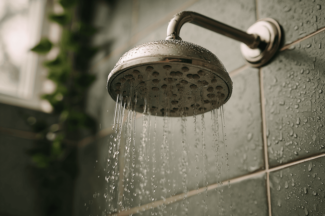 Water pouring out a shower head
